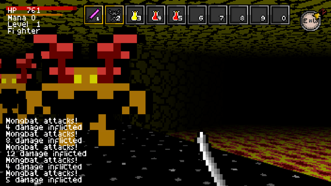 Viewport weapons, compass, lowered lava