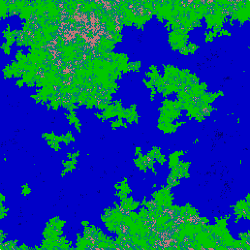 Fig. 4. Apariencia continental final. Los lagos e islas pequeños son resueltos para mejorar la consistencia del mundo.