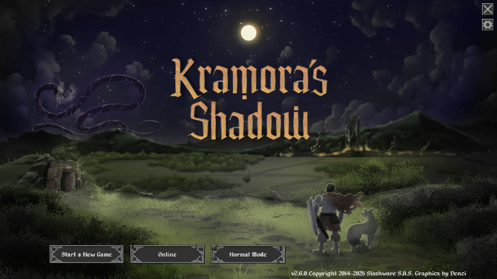 Title screen of Kramora's Shadow 2.6.0