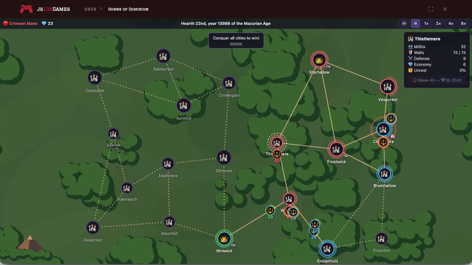 Horns of Dominion – Day 13, js13k version!